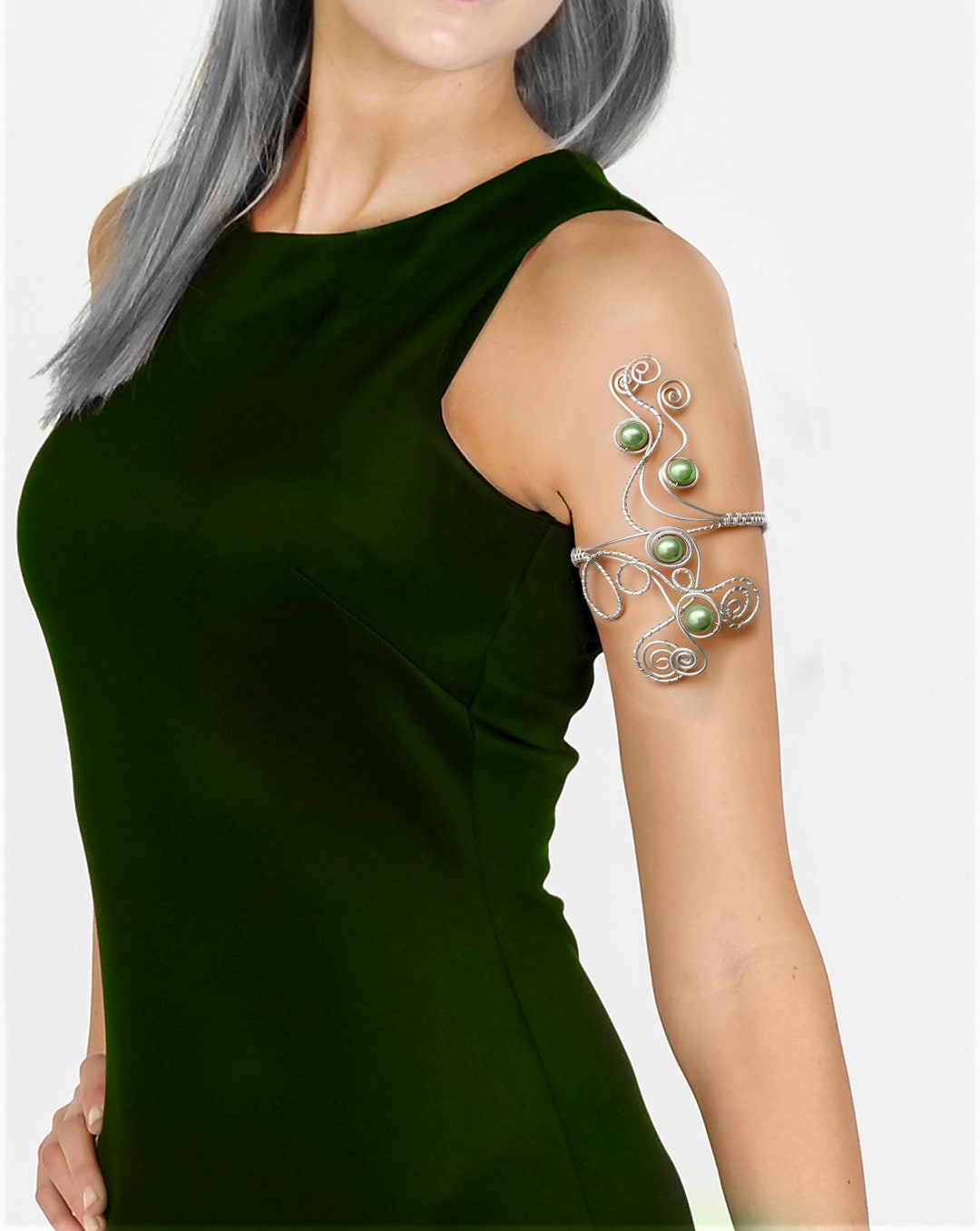 Silver Arm Cuff silver Swirl Design Upper Arm Braceletlight Etsy