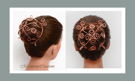 Copper Spiral Bun Cage Hair Bun Holderhair Bun Hair Bun Etsy