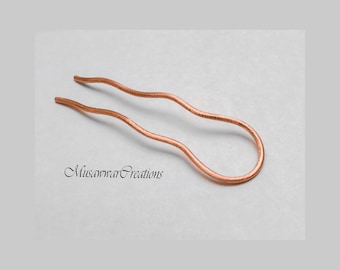 Velvet Textured Copper Hair Fork, Wavy Hair Bun Holder