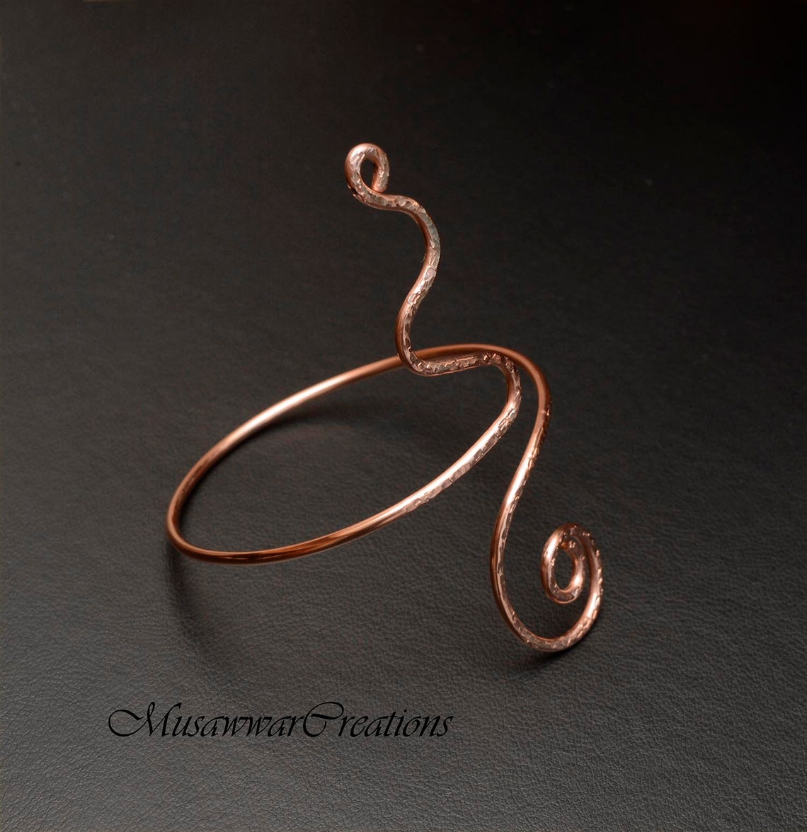 Handmade Copper Armlet, Snake Design Upper Arm Cuff Bracelet, Copper ...