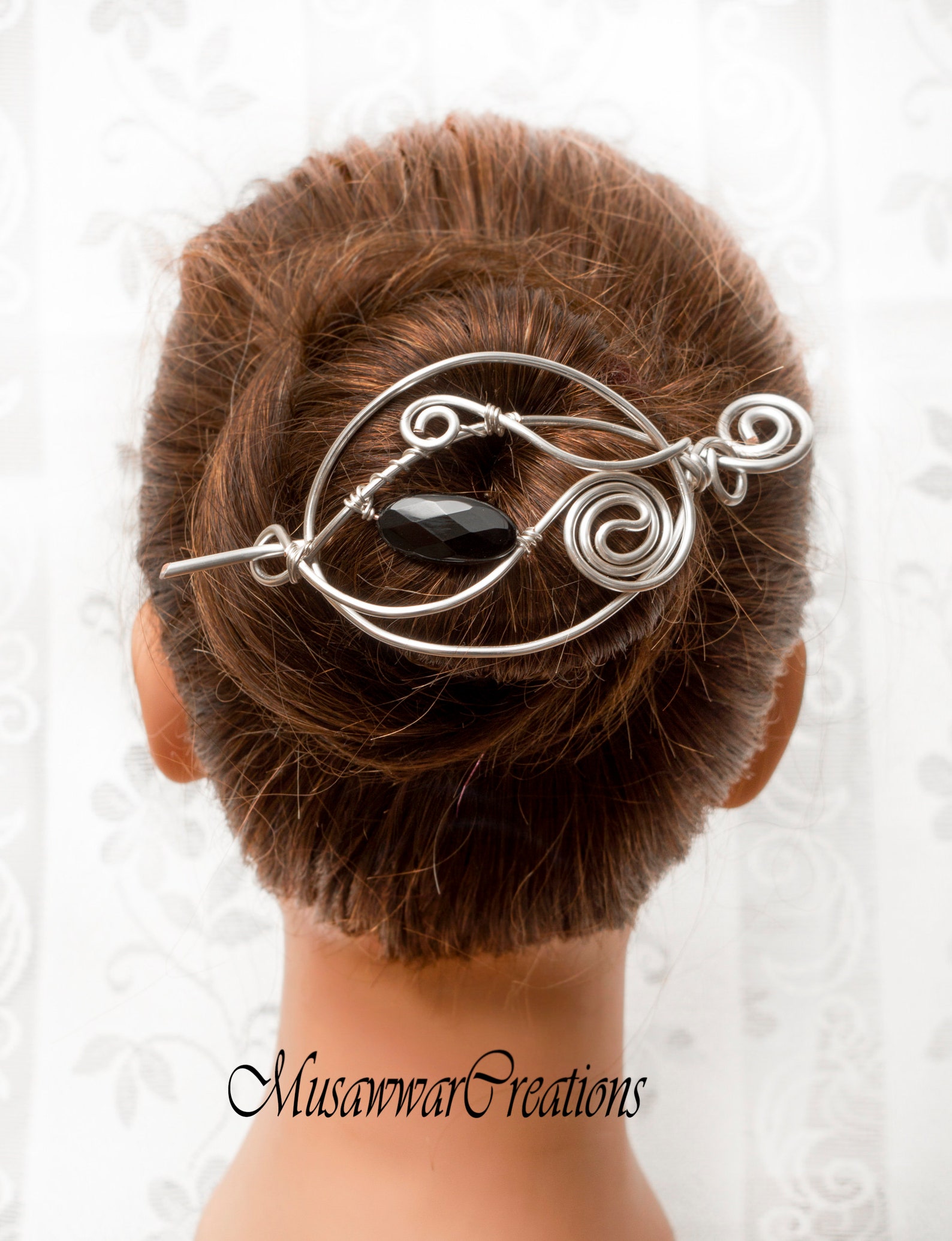 Silver Hair Bun Holderbridal Silver Bun Pin Silver Wrapped Etsy