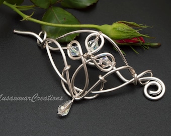 Celtic Silver Hair Barrette: Bridal Hair Bun Slide