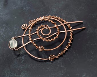 Antique Twisted Copper Spiral bun cage ,Antique copper hair bun holder,hair bun ,hair slide,twisted copper bun holder