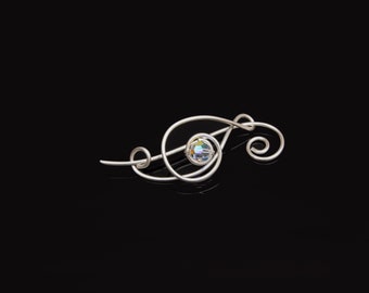 Swarovski crystal Silver shawl pin , A Musical Masterpiece for Your Scarves and Sweaters!