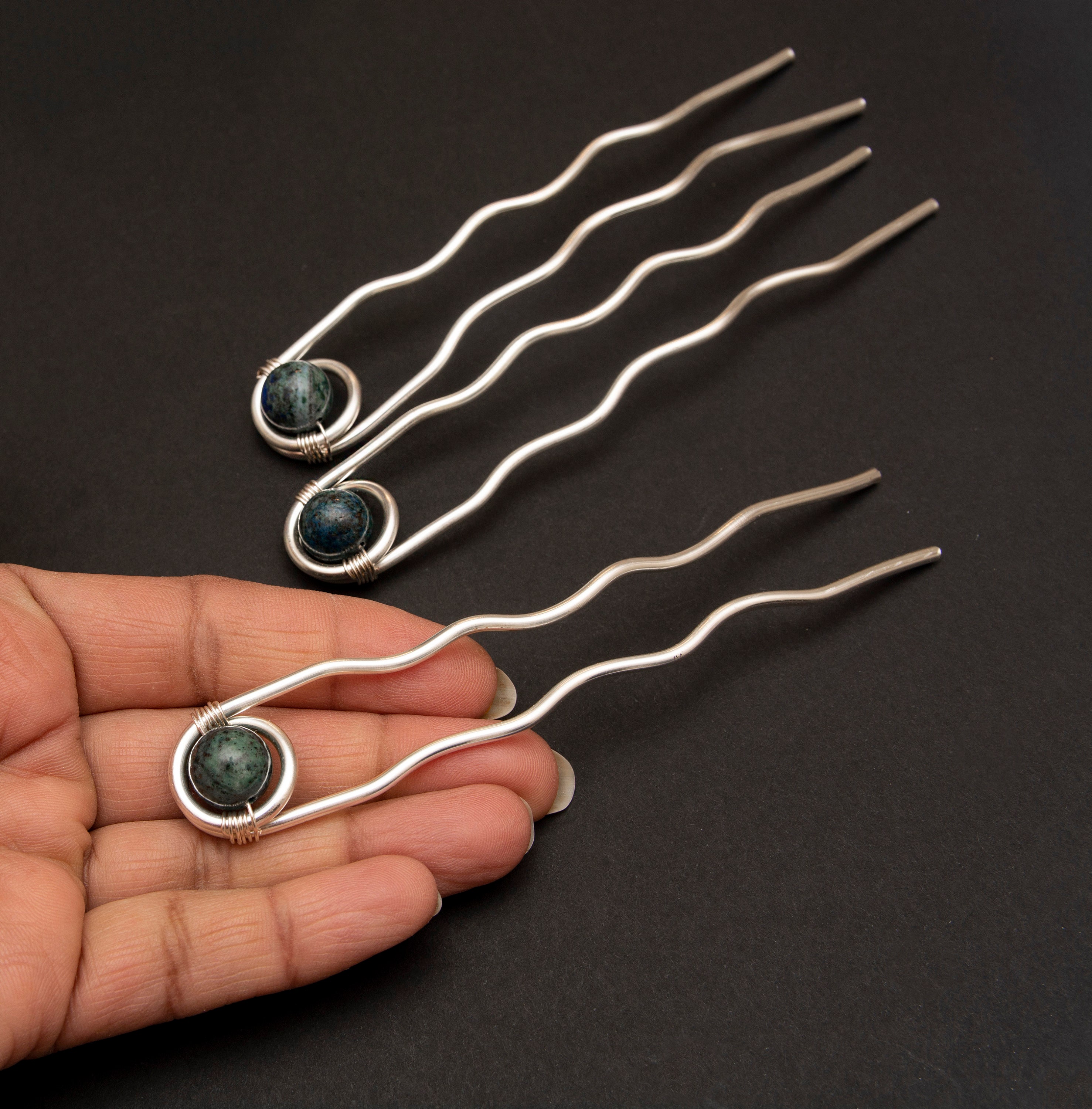 3 Hair Bun Pins Heavy Duty Silver Hair Pins mixed Colored Etsy UK