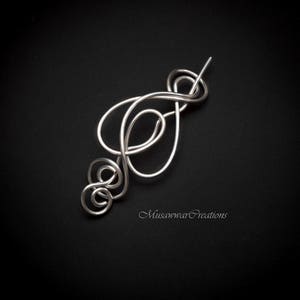 Shawl pin for knitted garment, silver copper, antique copper, Silver shawl pin, silver wire scarf pin, silver wire sweater pin, scarf pin,