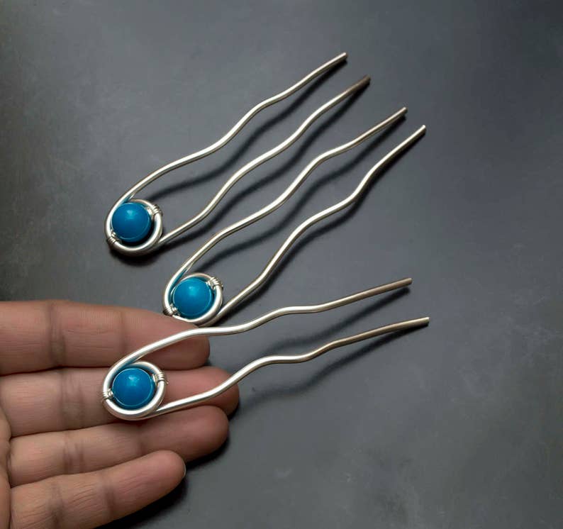 3 Hair Bun Pins Heavy Duty Silver Hair Pins Thick Guage Etsy UK