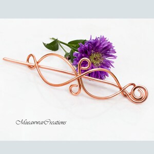 Celtic Infinity Copper hair slide,hair bun slide ,Hair Barrette,