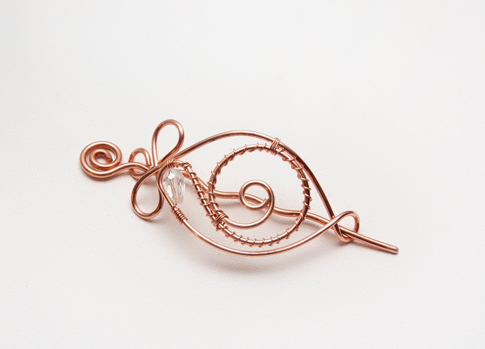 Antique Copper Hair Bun Slide: Wire Wrapped Barrette With  display picture 1