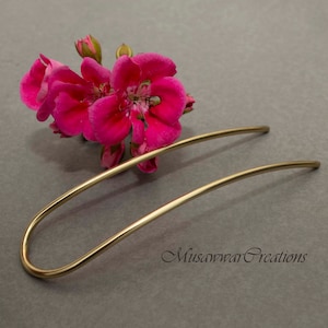 Curved Brass Hair Fork, U Shape Hair Slide, Handmade