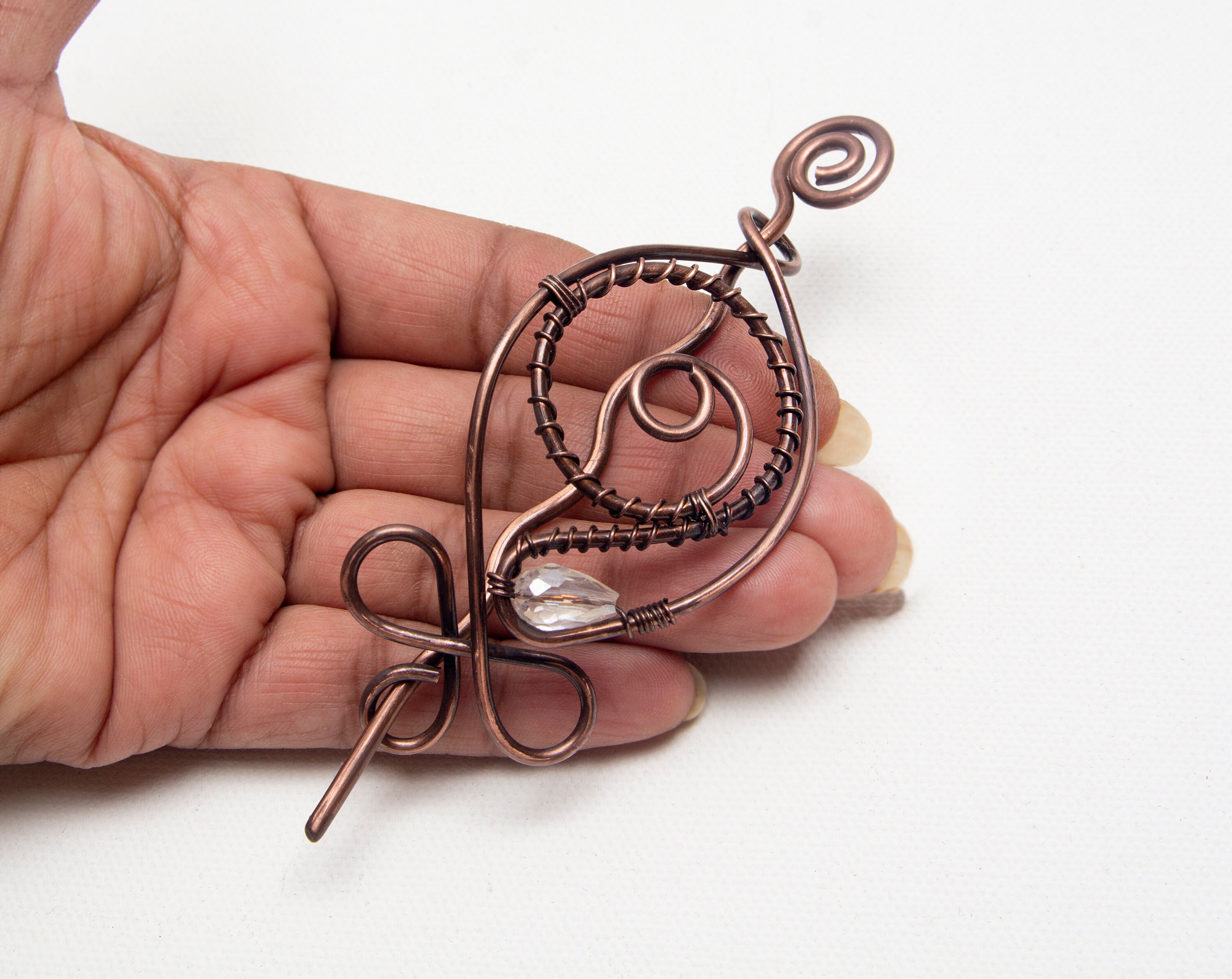 Antique Copper Hair Bun Slide: Wire Wrapped Barrette With  display picture 2