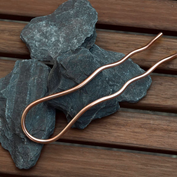 Hair Fork ,U shapped Hair bun pick,  Copper Hair bun slide prong ,Hair bun Stick,hair bun pin,Hair accessories,Hair Pick , Gift for Women .