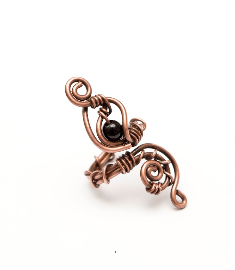 Chunky antique copper blackagate ring,spiral antique copper ring. Antique Copper ring,wire wrapped copper ring