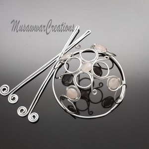 Silver Spiral design silver bun cage ,hair bun holder,silver wire hair bun ,wire wrapped hair bun slide, hair bun holder