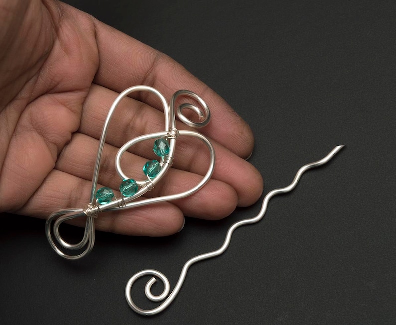 Silver shawl pin,silver wire heart shape pin sweater brooch,scarf brooch