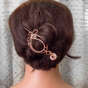 Copper /silver hair bun holder, solid copper hair bun pin,Hair slide,Hair Accessories