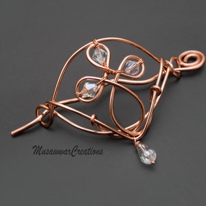 Celtic copper wire hair barrette-copper hair brooch-Copper Hair bun holder,