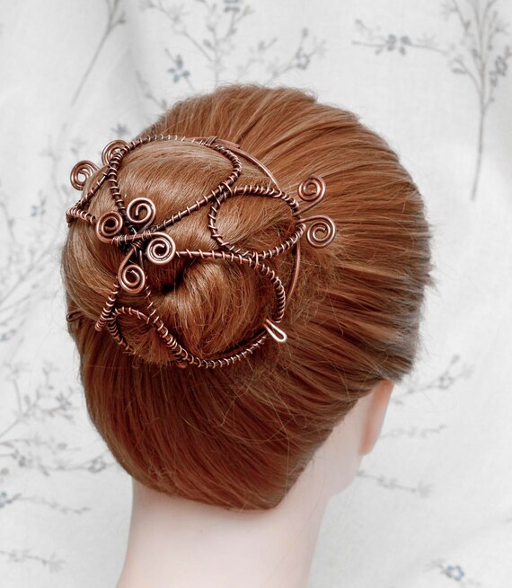 Antique Copper Bun Cage Hair Bun Cage Hair Holderhair Bun Etsy