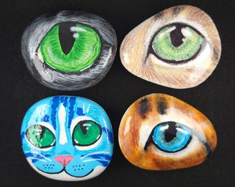 Cat Lover's Gift | Painted Cat Rock | Hand Painted Pet Rock | Whimsical Art | Cute Animal Art