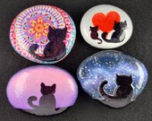Painted Cat Rock | Hand Painted Pet Rock | Cat Lover's Gift | Whimsical Art | Cute Animal Art