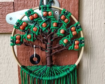 Macrame Tree of Life with Tire Swing Wall Hanging