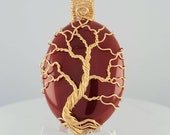 Wire Wrapped Tree of Life Pendant, 14k Gold and Carnelian, Wire Wrapped Jewelry, Gold Jewelry