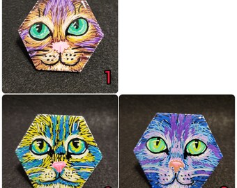 Whimsical Cat Face Ceramic Magnets - Hand-Painted Charm for Fridge & More!