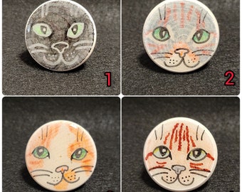 Whimsical Cat Face Wooden Magnets - Hand-Painted Charm for Fridge & More!