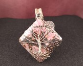 Handmade Sterling Silver and Rhodonite Tree of Life Necklace - 0008