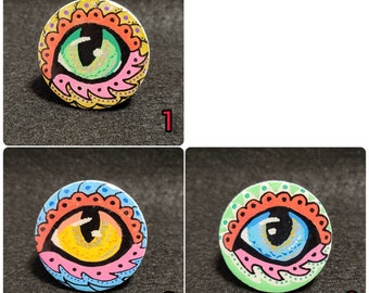 Whimsical Dragon Eye Wooden Magnets - Hand-Painted Charm for Fridge & More!