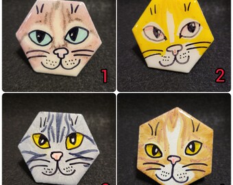 Whimsical Cat Faces Ceramic Magnets - Hand-Painted Charm for Fridge & More!