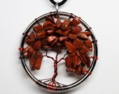 Wire Wrapped Tree of Life Pendant with Red Jasper, Wire Wrapped Jewelry, Copper Jewelry, Tree Pendant - 0002