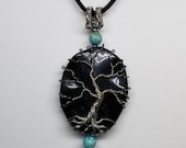 Wire Wrapped Tree of Life Pendant on Black Dyed Howlite, Wire Wrapped Jewelry, Copper Jewelry