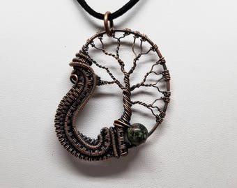 Wire Wrapped Tree of Life Pendant with Ruby Zoisite, Wire Wrapped Jewelry, Copper Jewelry