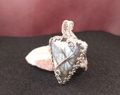 Labradorite Pendant – Sterling Silver Wire Wrapped Triangle Necklace – Handmade Crystal Jewelry - 0009