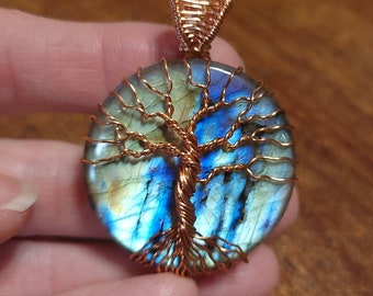 Wire Wrapped Tree of Life Pendant, Copper and Labradorite, Wire Wrapped Jewelry, Copper Jewelry