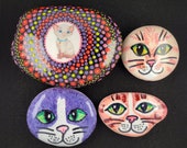Painted Cat Rock | Hand Painted Pet Rock | Cat Lover's Gift | Whimsical Art | Cute Animal Art