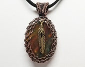 Wire Wrapped Pendant with Jasper and Copper, Wire Wrapped Jewelry, Copper Jewelry