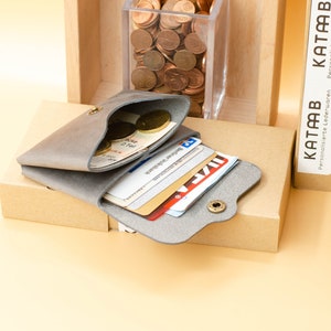Kleine Ledergeldbörse.Minimalistischer Leder Geldbeutel.Schlanke Brieftasche.Geldbörse mit Münzfach.Geldbeutel für Damen.Frauen Portemonnaie