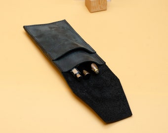 Pen case.Personalized pen case. Leather pen sleeve. Engraving pen case. Monogram pen case. Leather pencil holder.