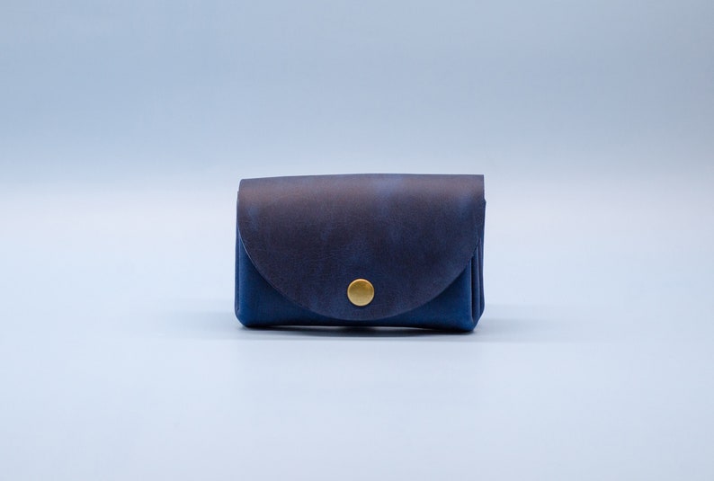 Frauen Geldbeutel Kleines minimalistisches Portemonnaie für Damen Einzigartiges Geschenk Schlanke Brieftasche Größe: ca.11,5x8x3,5cm Dunkelblau