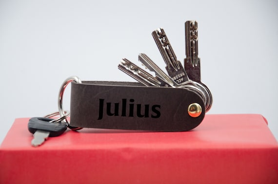Schlüsselorganizer Leder Gravur. Monogrammed/Name Schlüsselanhänger. Personalisierter Schlüsselanhänger mit Gravur.Geschenk zum Vatertag.