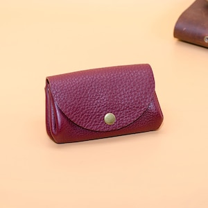 Frauen Geldbeutel Kleines minimalistisches Portemonnaie für Damen Einzigartiges Geschenk Schlanke Brieftasche Größe: ca.11,5x8x3,5cm Weinrot-Nappa