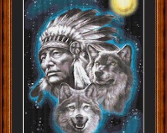 MOON SPIRITS - Pdf cross stitch chart / pattern  Original Artwork unknown