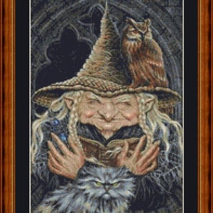 OLD WITCH - gráfico de ponto cruz em pdf em contagem 14/18. Artista Original Desconhecido