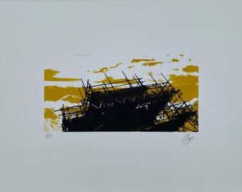 Scaffolding with Mustard sky.