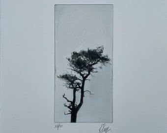 Hand Etched Tree Print – Japanese Style Silhouette