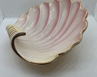 Mid Century Clam Shell Bowl Art Nouveau Italian Majolica