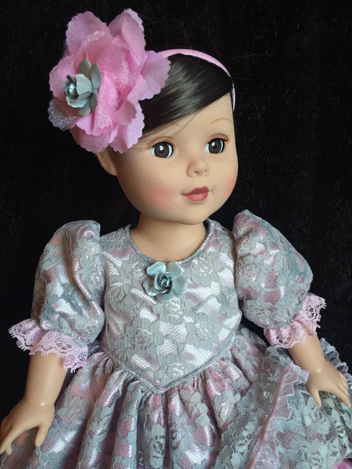18 In American Girl Doll 3 Piece Pink And Grey Dress Only Etsy