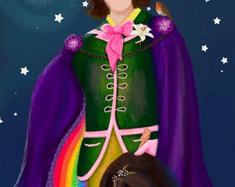 Oscar Wilde illustration, Irish poet writer, historical figure art print, Victorian writer, gay counterculture symbol, Dorian Gray